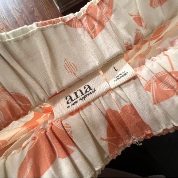 NWT A.N.A (ana) Coral Floral Print Off-Shoulder, adjustable belt Dress, large - Picture 8 of 12